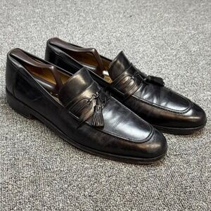 Men's Johnston & Murphy Black Leather Dress Tassel Loafers Size 10